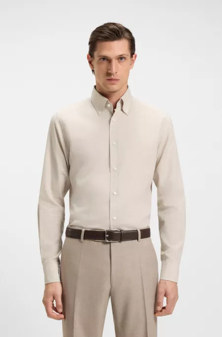 Checked slim-fit shirt in cotton flannel