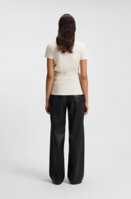 T-shirt Slim en coton merceris&eacute; avec logo ornement&eacute;, Blanc