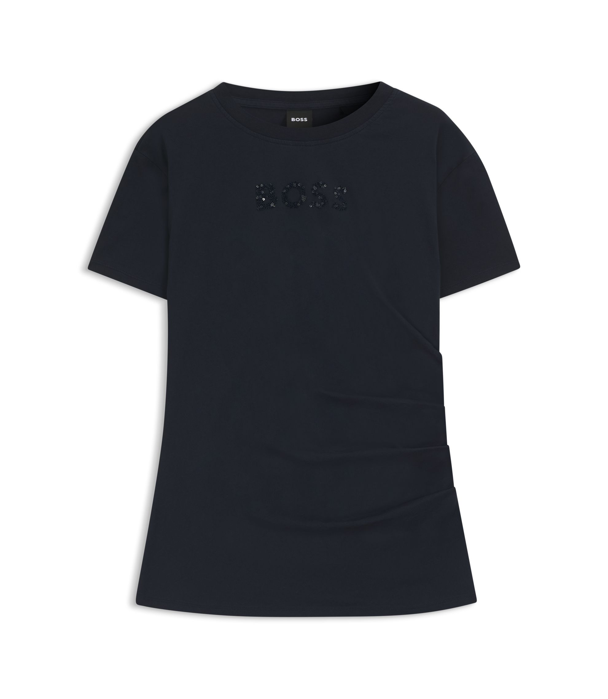 BOSS - Tonal-artwork slim-fit T-shirt in mercerised cotton - Dark Blue