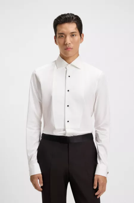 Slim-fit dress shirt in Italian-made cotton poplin