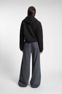 Cotton-blend hoodie with Double B monogram, Black