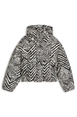 Chaqueta con capucha repelente al agua con estampado de espiga, Fantas&iacute;a