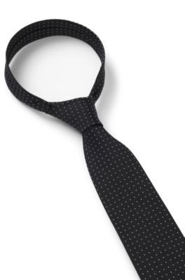 Jacquard-dot tie in a silk blend, Black