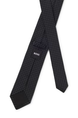 Jacquard-dot tie in a silk blend, Black
