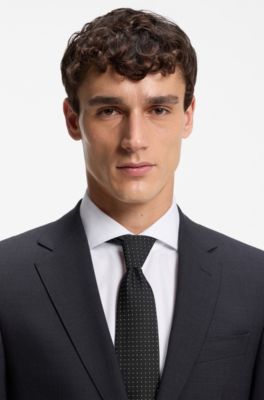 Jacquard-dot tie in a silk blend, Black