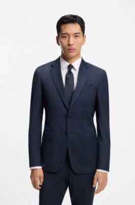 Corbata de mezcla de seda con motivo de lunares tejido en jacquard, Azul oscuro