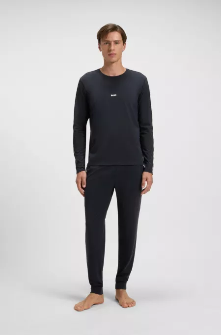 Tape-trim pyjama bottoms in stretch cotton