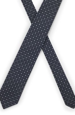 Dot-motif tie in a silk blend, Dark Blue