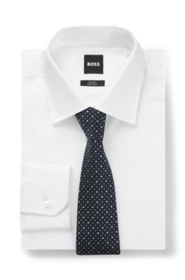 Dot-motif tie in a silk blend, Dark Blue