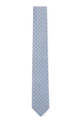Dot-motif tie in a silk blend, Light Blue