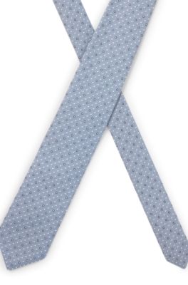 Dot-motif tie in a silk blend, Light Blue