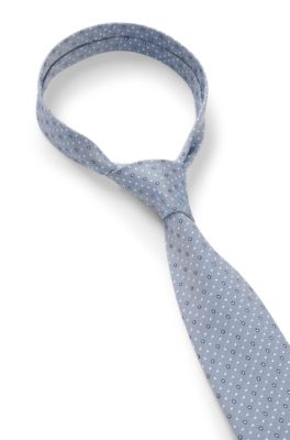 Dot-motif tie in a silk blend, Light Blue