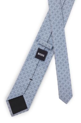 Dot-motif tie in a silk blend, Light Blue