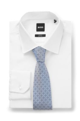 Dot-motif tie in a silk blend, Light Blue