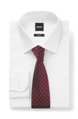 Dot-motif tie in a silk blend, Dark Red