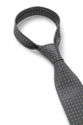 Micro-pattern tie in silk, Dark Grey