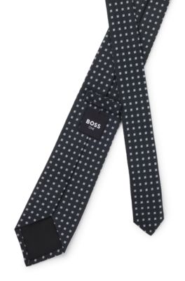 Micro-pattern tie in silk, Dark Blue