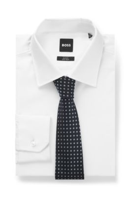 Micro-pattern tie in silk, Dark Blue