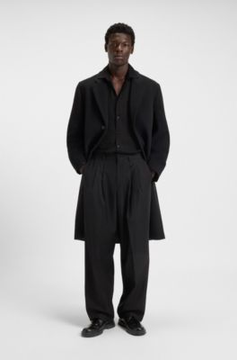 Slim-fit shirt with jacquard pattern, Black