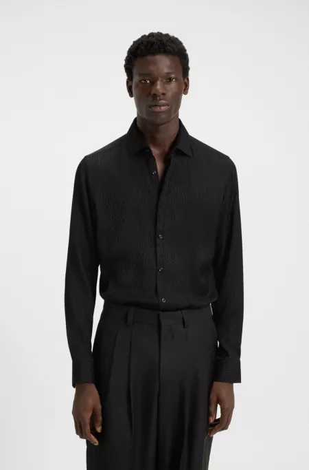 Slim-fit shirt with jacquard pattern