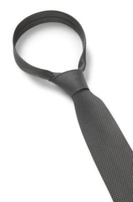 Micro-pattern tie in silk, Dark Grey
