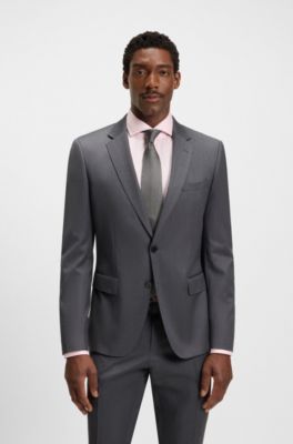 Corbata de seda pura con microestampado, Gris oscuro