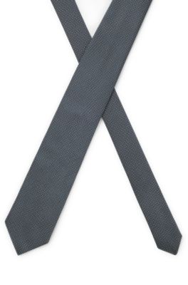 Corbata de seda pura con microestampado, Azul oscuro