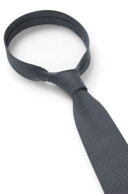 Micro-pattern tie in silk, Dark Blue