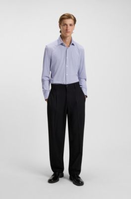Camisa slim fit en punto el&aacute;stico estampado, Blanco