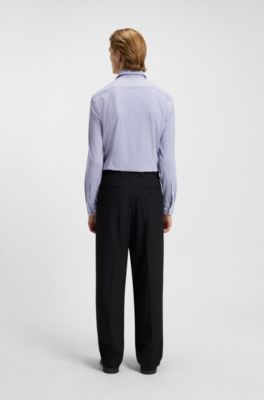 Printed slim-fit shirt in stretch jersey, White