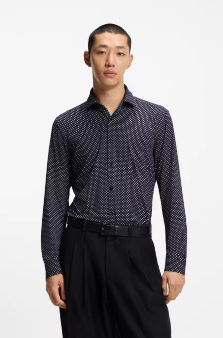 Printed slim-fit shirt in stretch jersey