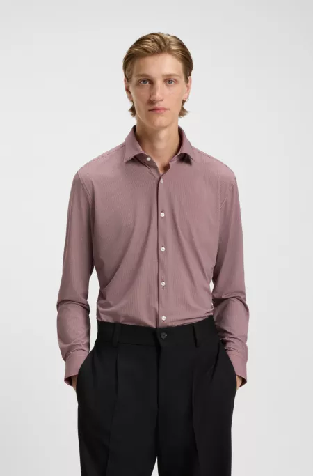 Printed slim-fit shirt in stretch jersey