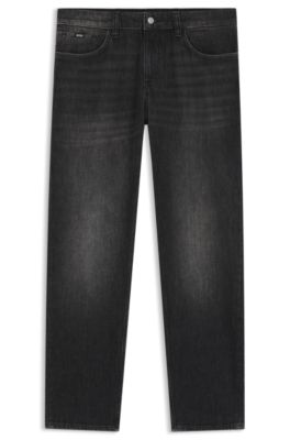 Maine black regular-fit jeans in mechanical-stretch denim, Black