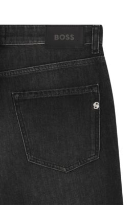 Vaqueros Maine regular fit en tejido vaquero el&aacute;stico negro con estirado mec&aacute;nico, Negro