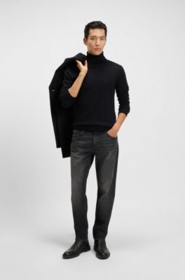 Vaqueros Maine regular fit en tejido vaquero el&aacute;stico negro con estirado mec&aacute;nico, Negro