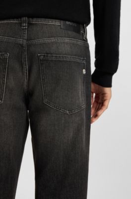 Vaqueros Maine regular fit en tejido vaquero el&aacute;stico negro con estirado mec&aacute;nico, Negro