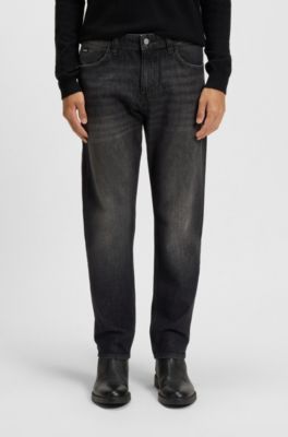 Vaqueros Maine regular fit en tejido vaquero el&aacute;stico negro con estirado mec&aacute;nico, Negro