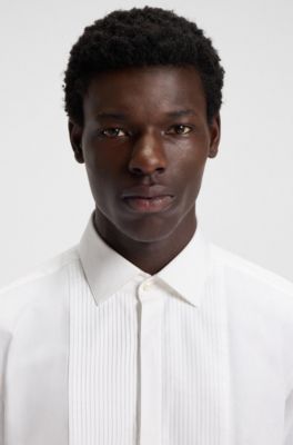 Camisa de fiesta slim fit en popel&iacute;n de algod&oacute;n de planchado f&aacute;cil, Blanco