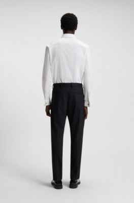 Easy-iron slim-fit evening shirt in cotton poplin, White