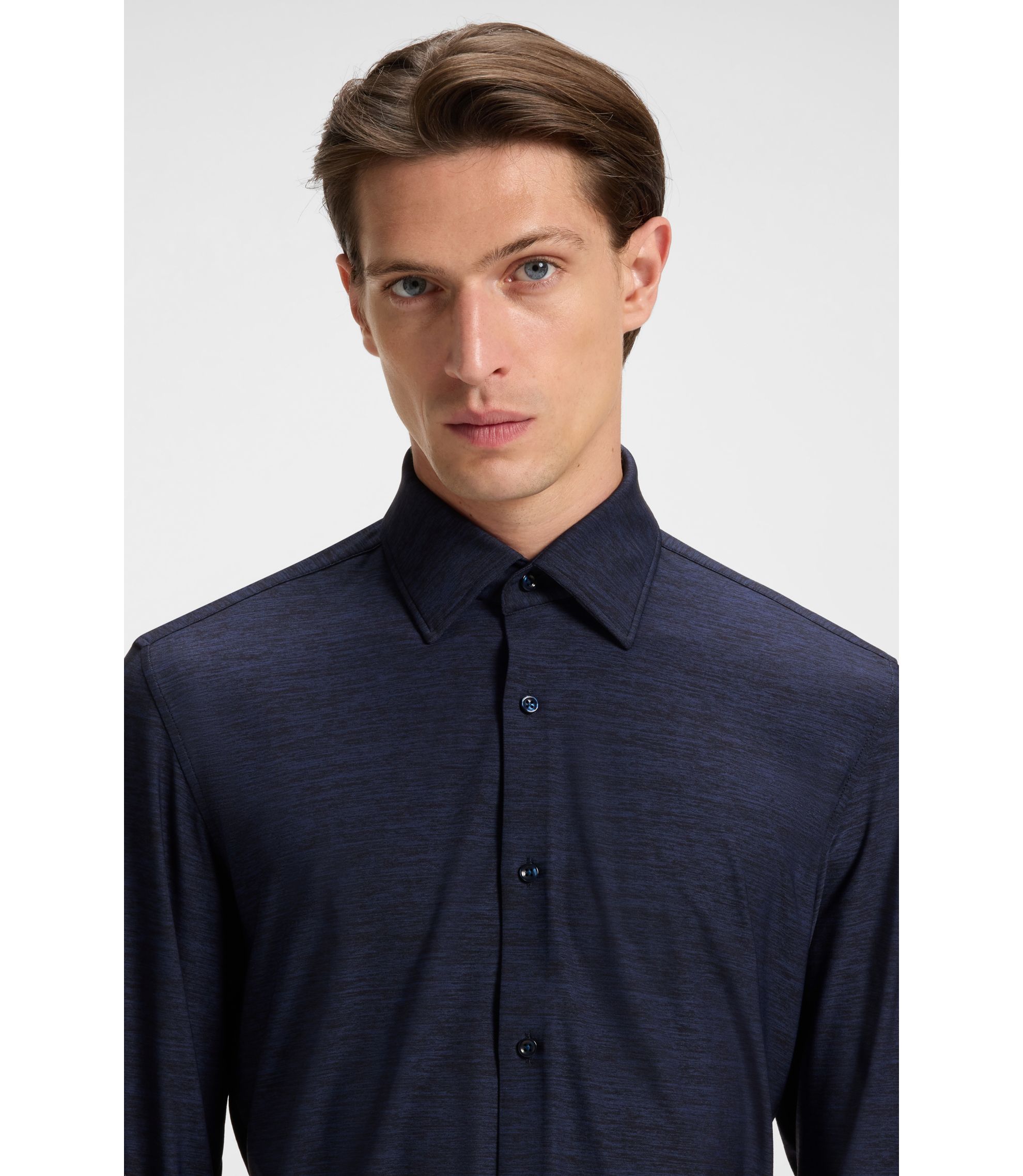 BOSS - Slim-fit shirt in brushed performance-stretch flannel
