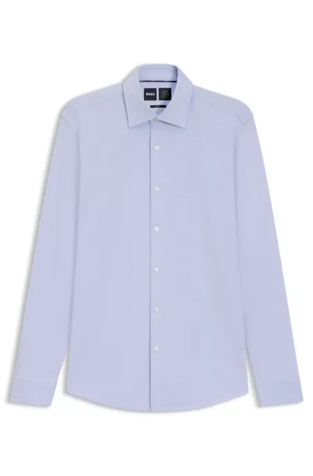 Patterned slim-fit shirt in cotton-blend jersey