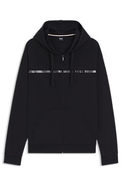 Chaqueta de felpa de rizo de algodón con raya y logo