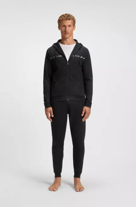 Cotton-terry jacket with stripe and logo