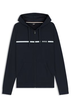 Chaqueta de felpa de rizo de algodón con raya y logo