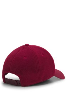 Embroidered-logo cap in fleece, Dark Red