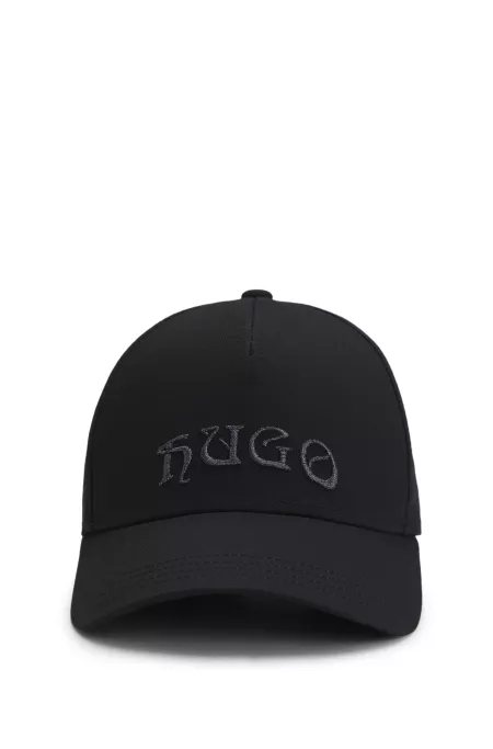 Cotton-twill cap with metallic-effect embroidered logo