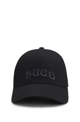 Cotton-twill cap with metallic-effect embroidered logo, Black