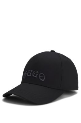 Gorra de sarga de algod&oacute;n con logo bordado de efecto metalizado, Negro