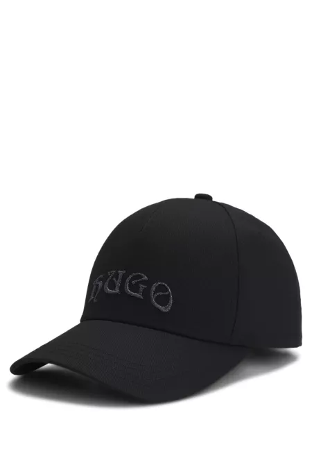 Cotton-twill cap with metallic-effect embroidered logo