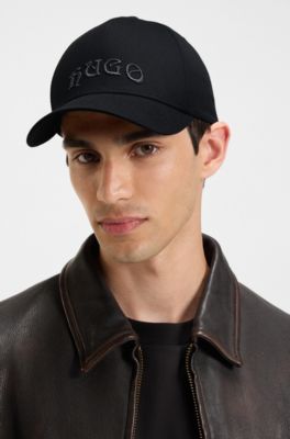 Gorra de sarga de algod&oacute;n con logo bordado de efecto metalizado, Negro